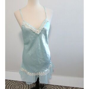 VTG Private Pleasure Nightie Blue Medium Ruffle Hem‎ Sexy Romantic RARE OOAK
